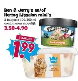 Boon`s Markt Ben & Jerry's en/of Hertog IJssalon mini's aanbieding