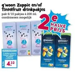 Boon`s Markt g'woon Zappie en/of Tintelfruit drinkpakjes aanbieding