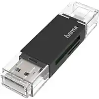 Expert Hama USB-kaartlezer, OTG, USB-A + micro-USB, USB 2.0, SD/microSD Desktop accessoire Zwart aanbieding