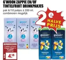 MCD Supermarkt G'WOON ZAPPIE EN/OF TINTELFRUIT DRINKPAKJES aanbieding