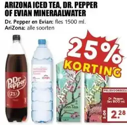 MCD Supermarkt ARIZONA ICED TEA, DR. PEPPER OF EVIAN MINERAALWATER aanbieding