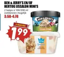 MCD Supermarkt BEN & JERRY'S EN/OF HERTOG IJSSALON MINI'S aanbieding