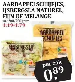 MCD Supermarkt AARDAPPELSCHIJFJES, IJSBERGSLA NATUREL, FIJN OF MELANGE aanbieding