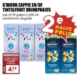 MCD Supermarkt G'WOON ZAPPIE EN/OF TINTELFRUIT DRINKPAKJES aanbieding