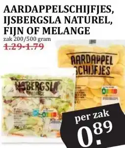 MCD Supermarkt AARDAPPELSCHIJFJES, IJSBERGSLA NATUREL, FIJN OF MELANGE aanbieding