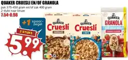 MCD Supermarkt QUAKER CRUESLI EN/OF GRANOLA aanbieding