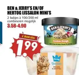 MCD Supermarkt BEN & JERRY'S EN/OF HERTOG IJSSALON MINI'S aanbieding