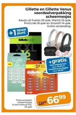 Trekpleister Gillette en Gillette Venus voordeelverpakking scheermesjes aanbieding