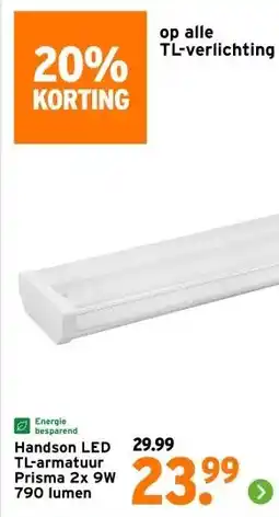 GAMMA Handson LED TL-armatuur Prisma 2x 9W 790 lumen aanbieding