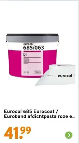 GAMMA Eurocol 685 Eurocoat / Euroband afdichtpasta roze en 063 wapeningsband 12 meter aanbieding