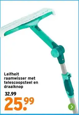 GAMMA Leifheit raamwisser met telescoopsteel en draaiknop aanbieding