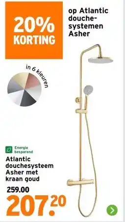 GAMMA Atlantic douchesysteem Asher met kraan goud aanbieding