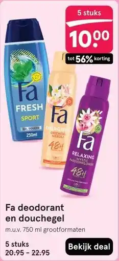 Etos Fa deodorant en douchegel aanbieding