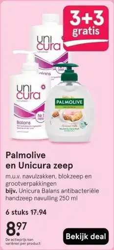 Etos Palmolive en Unicura zeep aanbieding