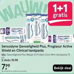 Etos Sensodyne Gevoeligheid Plus, Proglasur Active Shield en Clinical tandpasta aanbieding