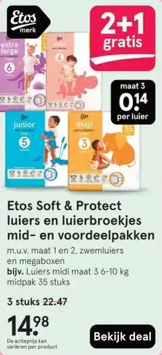 Etos Etos Soft & Protect luiers en luierbroekjes mid- en voordeelpakken aanbieding