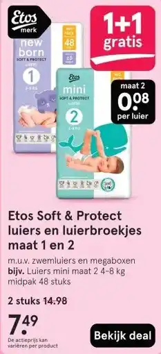 Etos Etos Soft & Protect luiers en luierbroekjes maat 1 en 2 aanbieding
