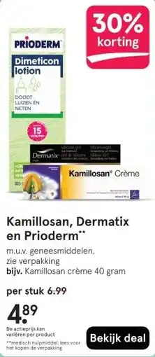 Etos Kamillosan, Dermatix en Prioderm aanbieding