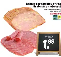 Boon`s Markt Gehakt cordon bleu of Pas Brabantse metworst aanbieding