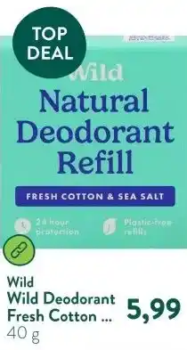 Holland & Barrett Wild Deodorant Fresh Cotton & Sea Salt Navulling aanbieding