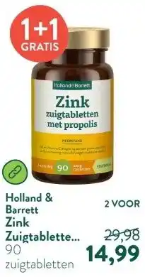 Holland & Barrett Zink Zuigtabletten Met Propolis - 90 zuigtabletten aanbieding