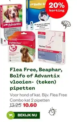 Welkoop Flea Free, Beaphar, Bolfo of Advantix (teken) pipetten aanbieding