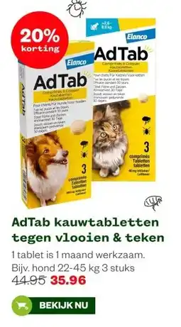 Welkoop AdTab kauwtabletten tegen vlooien & teken aanbieding