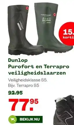 Welkoop Dunlop Purofort en Terrapro veiligheidslaarzen aanbieding