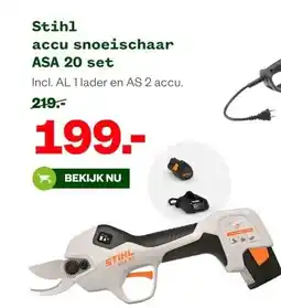 Welkoop Stihl accu snoeischaar ASA 20 set aanbieding