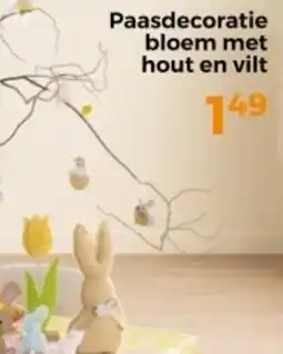 Trekpleister Paasdecoratie bloem met hout en vilt aanbieding