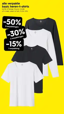 HEMA Alle verpakte basic heren-t-shirts aanbieding