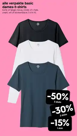 HEMA Alle verpakte basic dames-t-shirts aanbieding
