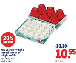 Makro Alle Bolsius twilight terraskaarsen of relight refills aanbieding