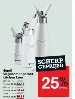 Sligro Hendi Slagroomapparaat Kitchen Line aanbieding