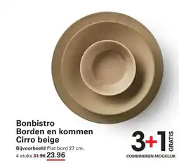 Sligro Bonbistro Borden en kommen Cirro beige aanbieding