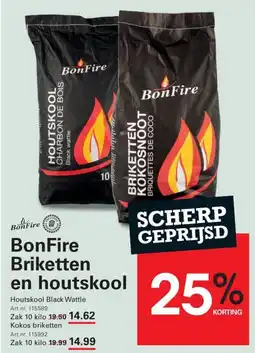 Sligro BonFire Briketten en houtskool aanbieding