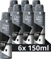 Wehkamp Dove Men+Care Advanced Invisible Dry anti-transpirant deodorant spray - 6 x 150 ml aanbieding