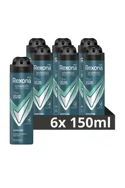 Wehkamp Rexona Men Advanced Protection Sensitive anti-transpirant deodorant Spray - 6 x 150 ml aanbieding