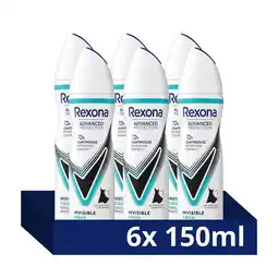 Wehkamp Rexona Women Advanced Protection Invisible Aqua anti-transpirant spray - 6 x 150 ml aanbieding
