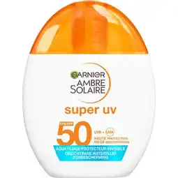 Etos Garnier Ambre Solaire Super UV Face Refreshing Water Fluid Transparent SPF50+ 40 ML aanbieding