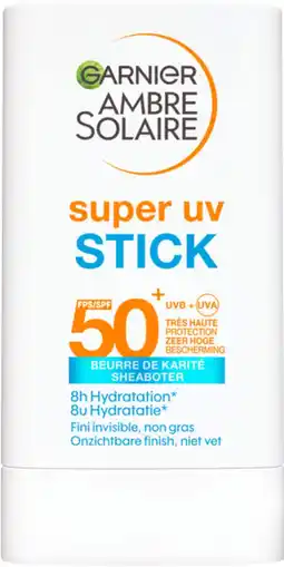 Etos Garnier Ambre Solaire Super UV Face Hydraterende Stick SPF50 18 gram aanbieding