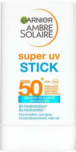 Etos Garnier Ambre Solaire Super UV Face Hydraterende Stick SPF50 18 gram aanbieding