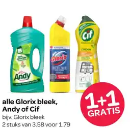 Spar Alle glorix bleek, andy of cif aanbieding