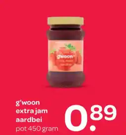 Spar G'woon extra jam aardbei aanbieding