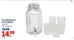 Makro Drankdispenser met 6 glazen aanbieding