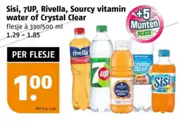 Poiesz Sisi, 7up, rivella, sourcy vitamin water of crystal clear aanbieding