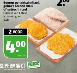Poiesz Boeren gehaktschnitzel, gehakt cordon bleu of satéschnitzel aanbieding
