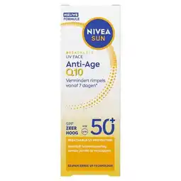 Etos NIVEA SUN Breathable UV Face Anti-Age Q10 Zonnebrand SPF50+ 40 ML aanbieding