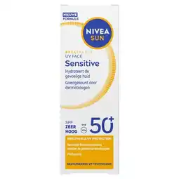 Etos Nivea Sun Uv Face Sensitive Parfumvrije & Hydraterende Zonnebrand SPF50 40 ML aanbieding