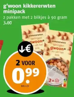 Poiesz G'woon kikkererwten minipack aanbieding